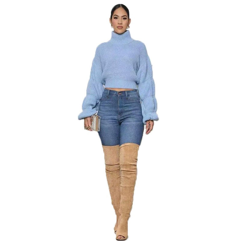 Slim Crop Top Female Elegant Short Pullover Sweaters - Mammalook