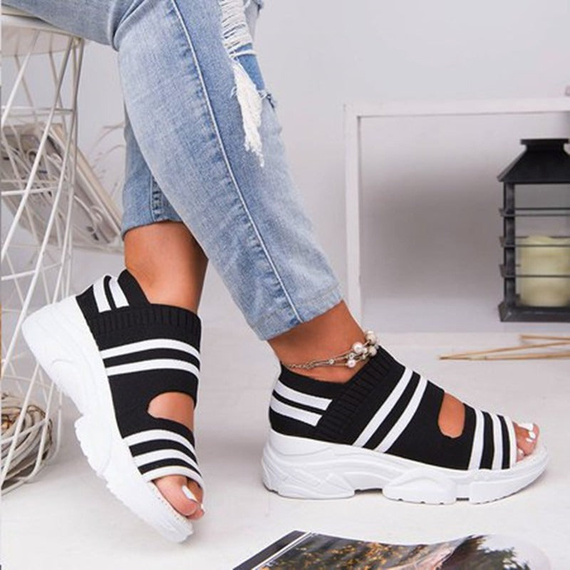 Summer flat shoes - elastic thick sole