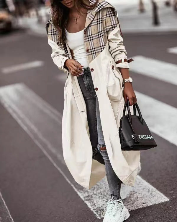 Casual Large Lapel Mid-Length Trench Coat for Women - Mammalook