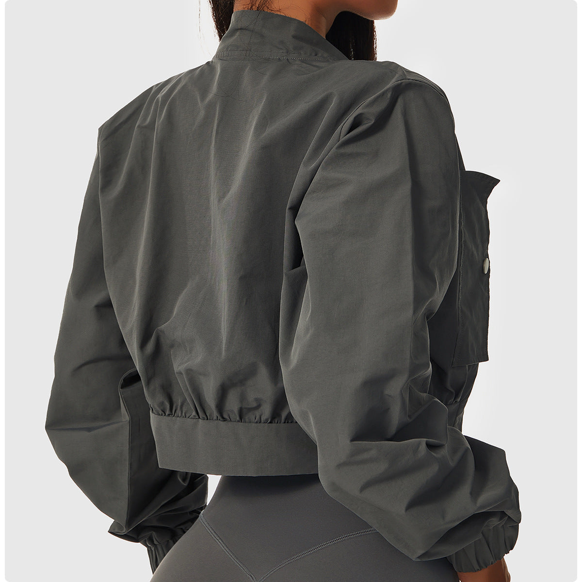 Long Sleeve Quick-Drying Sports Jacket Female Sun Protection Outside Shoulders Fitness Wear Standing Collar Casual Jacket Tight Yoga Tops - Mammalook