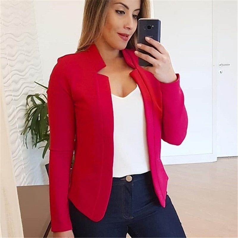 Hot selling solid color casual professional small suit jacket top for women's clothing - Mammalook