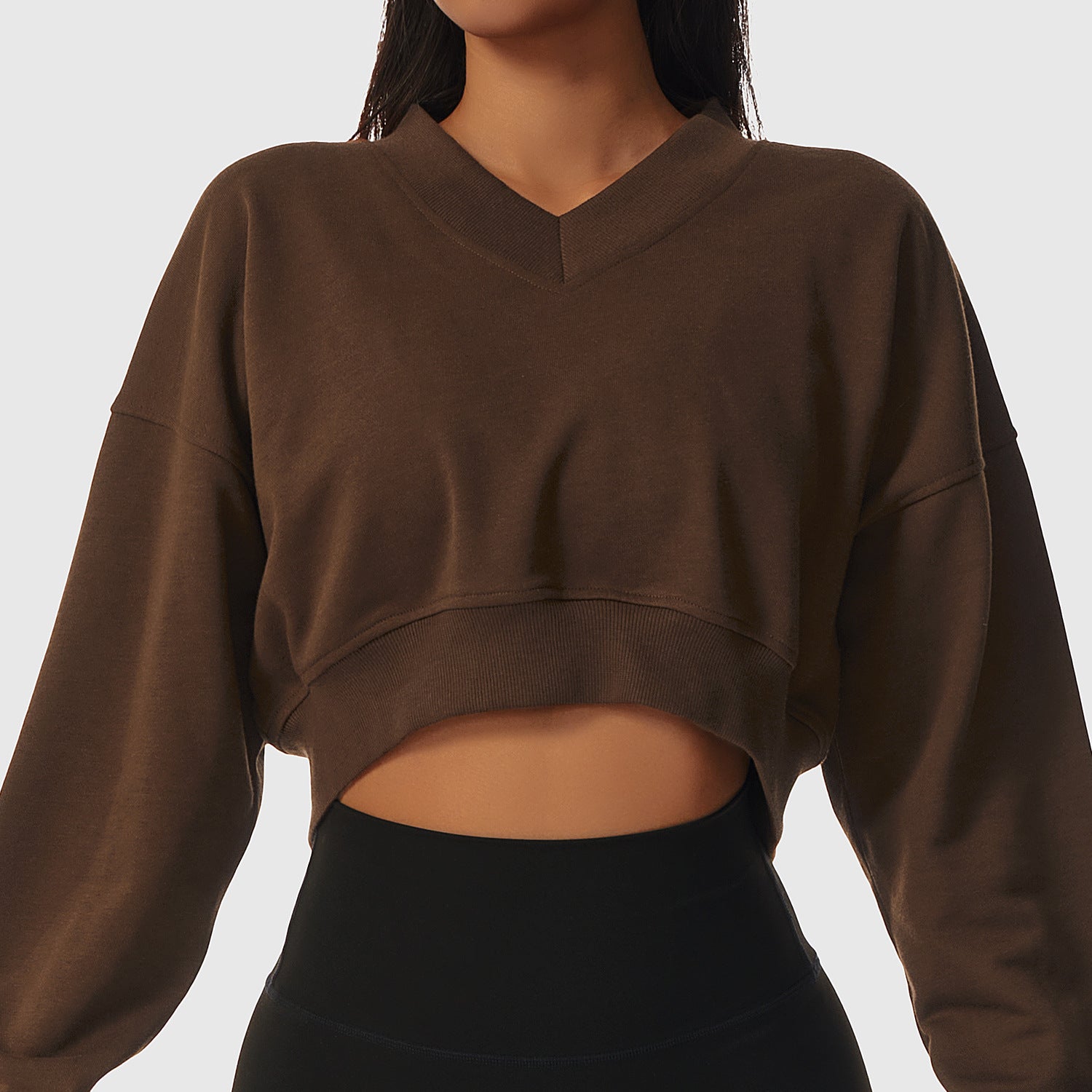Loose Long Sleeve Sports Sweater For Women Outdoor Fitness Wear V-Neck Pullover Casual Top Fashionable Versatile Sweater - Mammalook
