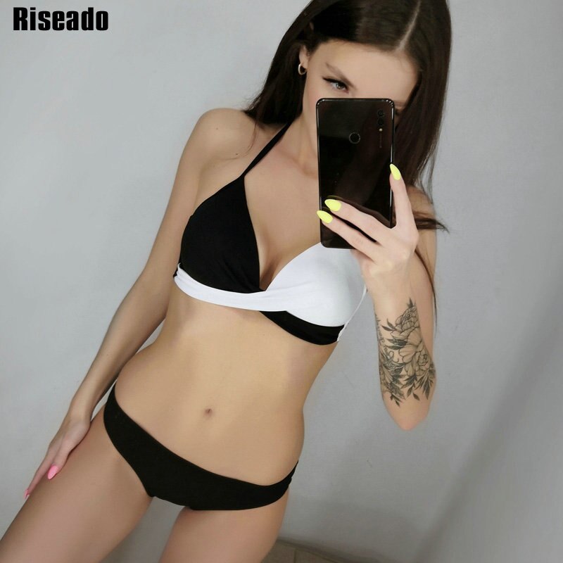 Riseado Sexy Push Up Bikinis Set Swimwear Women Swimsuits Bathing Suit Women Halter biquini Leaf Print Beach Wear Bikini - Mammalook