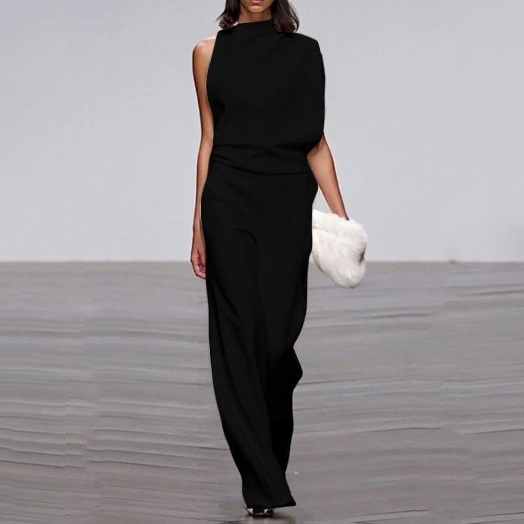 Single shoulder sleeve casual commuting jumpsuit - Mammalook