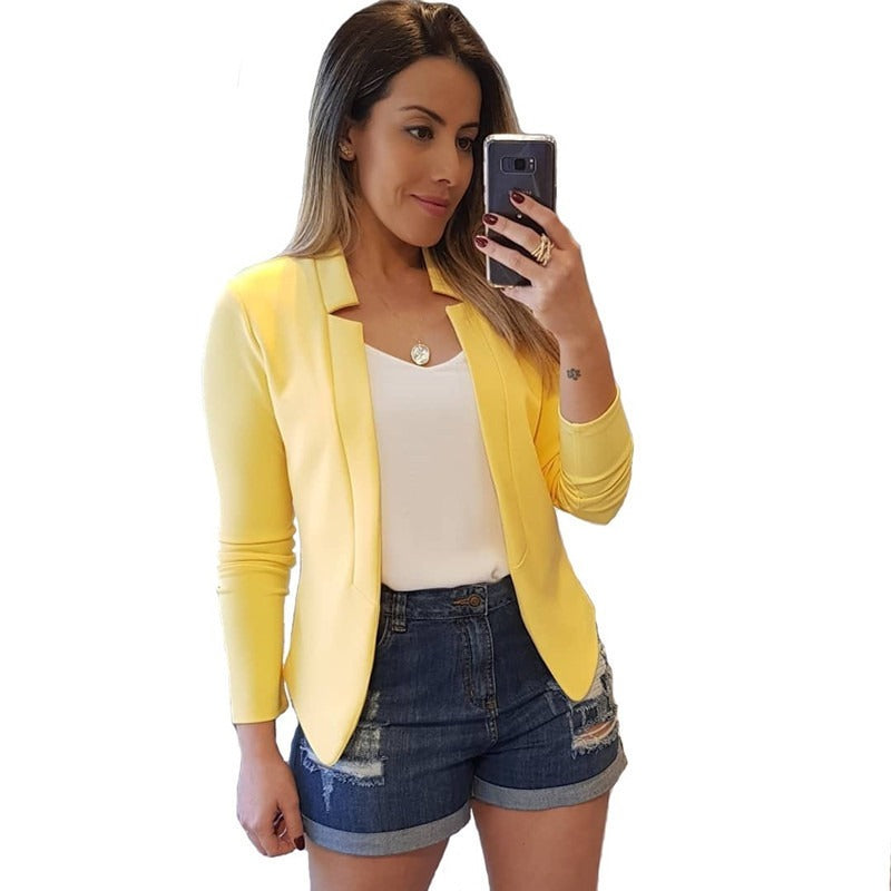 Hot selling solid color casual professional small suit jacket top for women's clothing - Mammalook