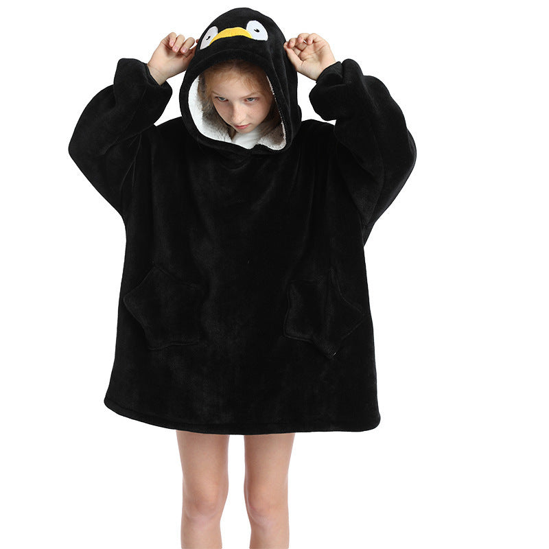 Sweater Flannel Plus Velvet Thick Double Layer Autumn And Winter Pullover Hooded Blanket - Mammalook