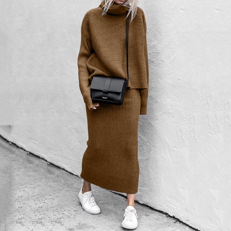 European and American women's autumn new casual loose fashion long skirt two-piece set - Mammalook