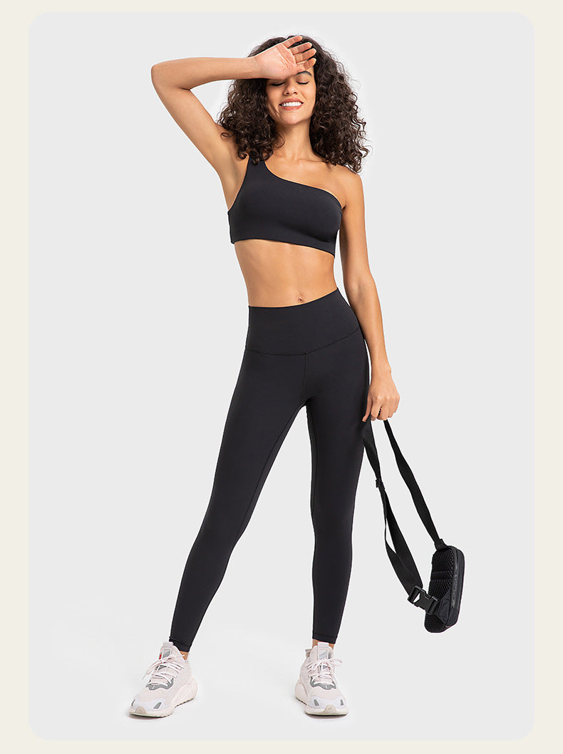 Yoga Suit Suspender Waistcoat Women's BeautifulBack Design Sense Oblique Shoulder Tunning Sports Fitness Sexy Top - Mammalook