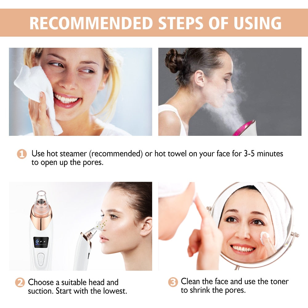 Blackhead Remover Vacuum Acne Pimple Black Spot Suction Electric Facial Pore Cleaner Skincare Exfoliating Beauty Instrument - Mammalook