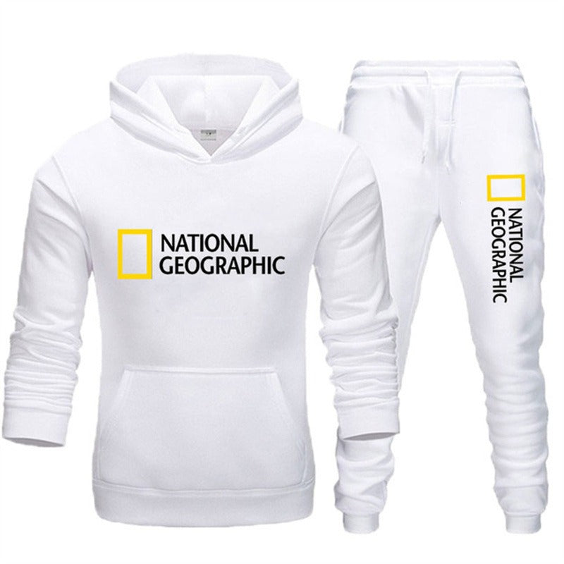 Men’s Printed Hooded Pullover – Casual Sports Sweater Set