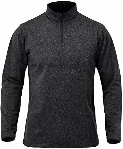Men's Long Sleeve Fast Drying Sports Running Pullover Half Zipper Solid Color Breathable T-Shirt - Mammalook