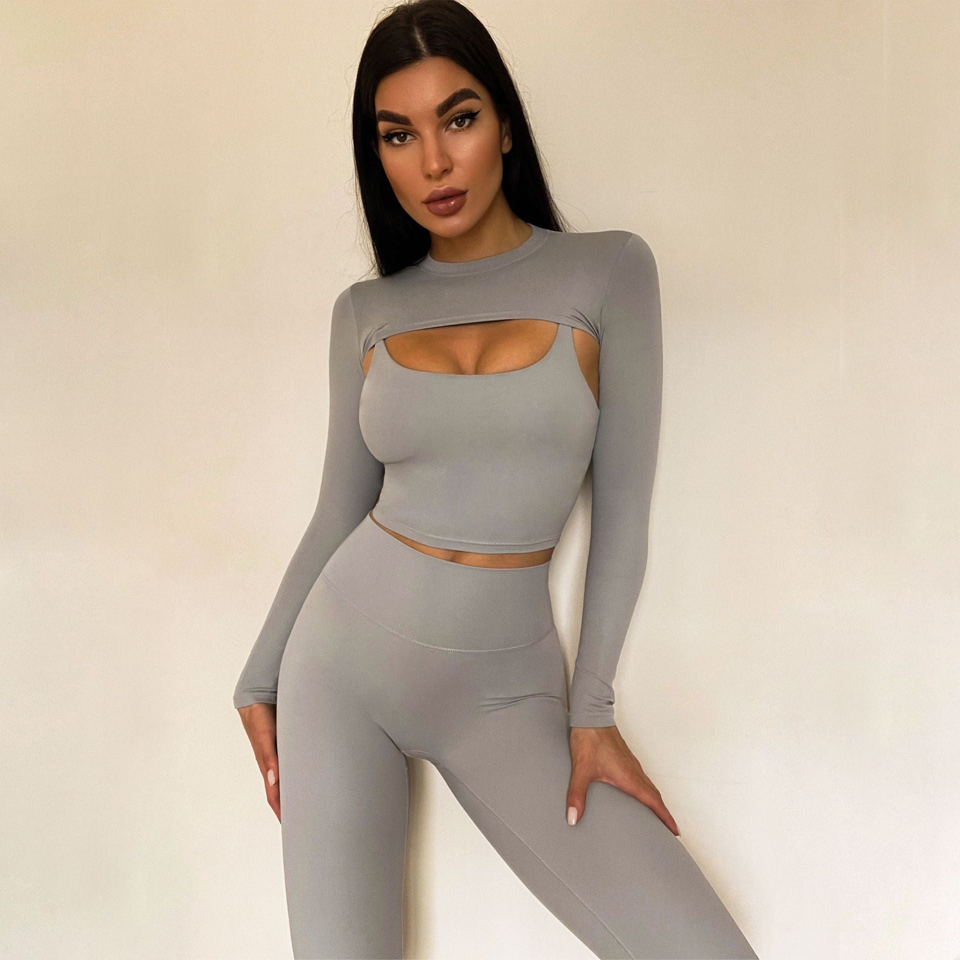 New Bra Long Sleeve Long Pants Yoga Suit Running Yoga Suit - Mammalook