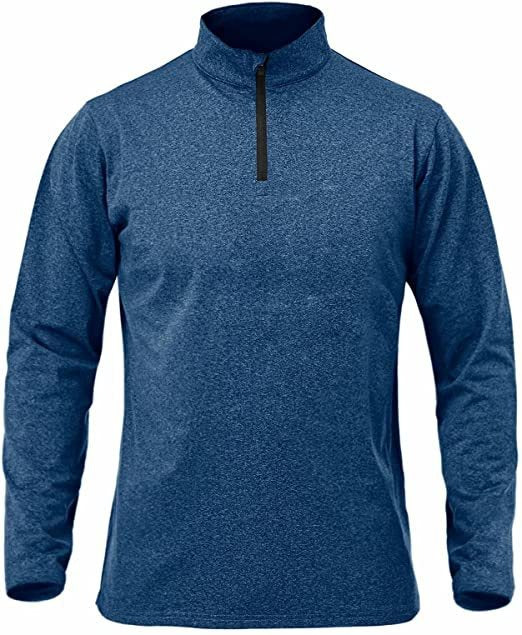 Men's Long Sleeve Fast Drying Sports Running Pullover Half Zipper Solid Color Breathable T-Shirt - Mammalook