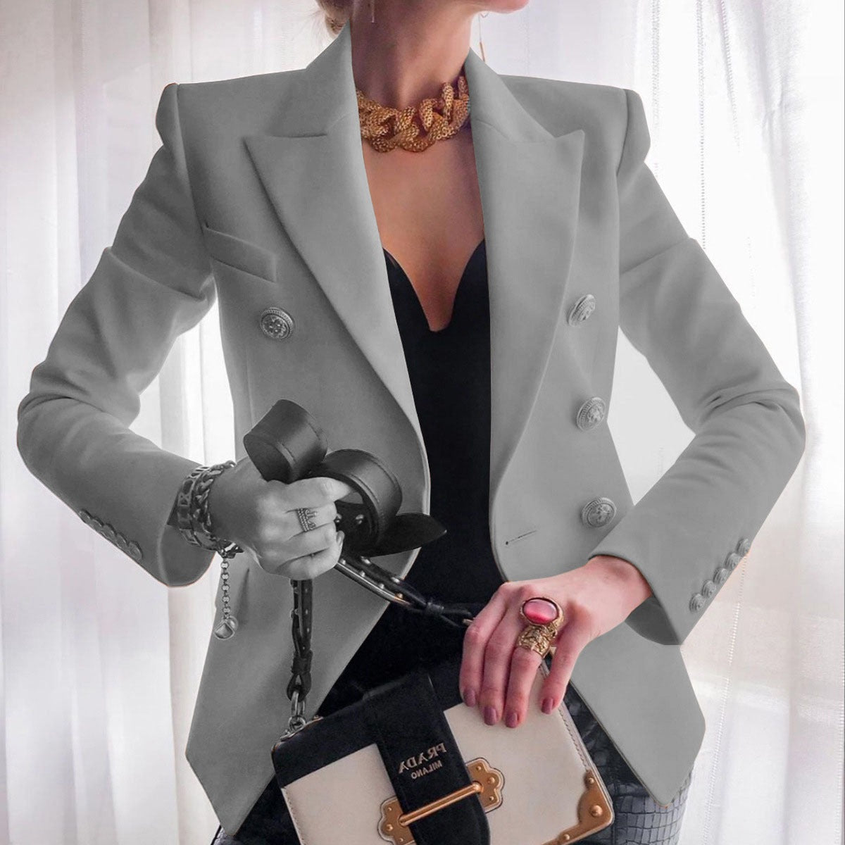 Solid Color Fashion Casual Suit Short Coat for Women - Mammalook