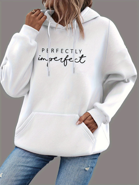 Trendy Letter Print Womens Hoodie - Comfy Kangaroo Pocket & Adjustable Drawstring Hood - Casual Long Sleeve Sweatshirt for Fashion-Forward Ladies - Mammalook