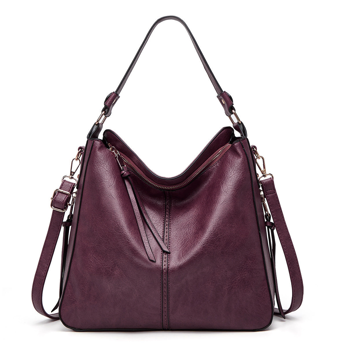 Hobos Zipper Bucket Bag – Adjustable Shoulder Strap, Large Capacity, Stylish Handbag