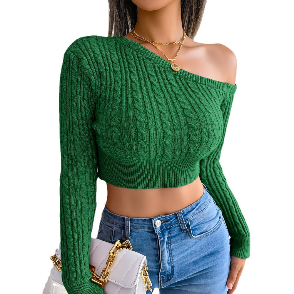 Twist Strapless Long-Sleeved Short Knitted Sweater - Mammalook