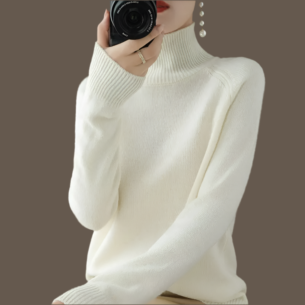 Turtleneck Pullover - Fall/Winter Cashmere Sweater for Women, Pure Colour Casual Long-Sleeved Loose Fit, Perfect as a Bottoming Layer
