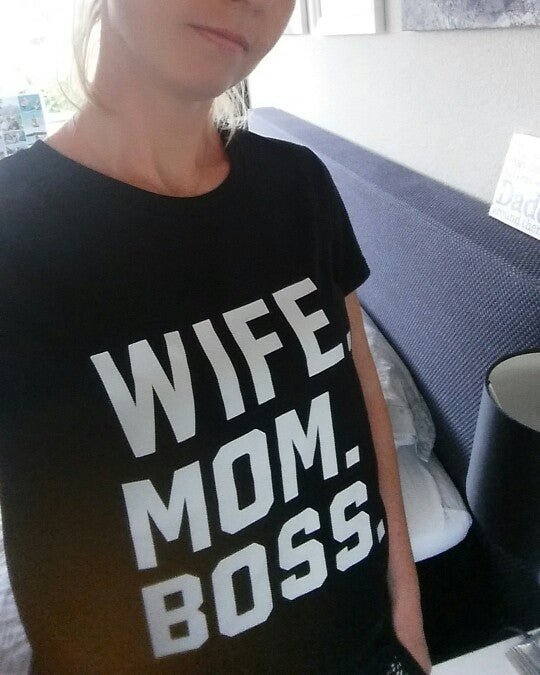 WIFE MOM BOSS Letters Print Women Tshirt Cotton Casual Funny Tshirt For Lady Girl Top Tee - Mammalook