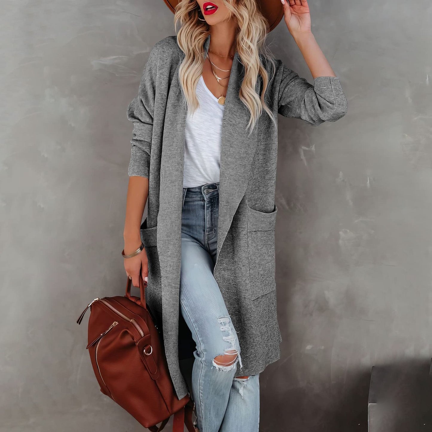Leisure long solid color warm coat jacket for women - Mammalook