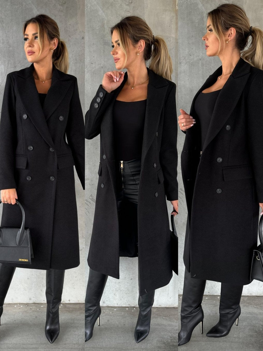 Fashionable Minimalist Long-Sleeved Double-Breasted Woolen Jacket for Women - Mammalook