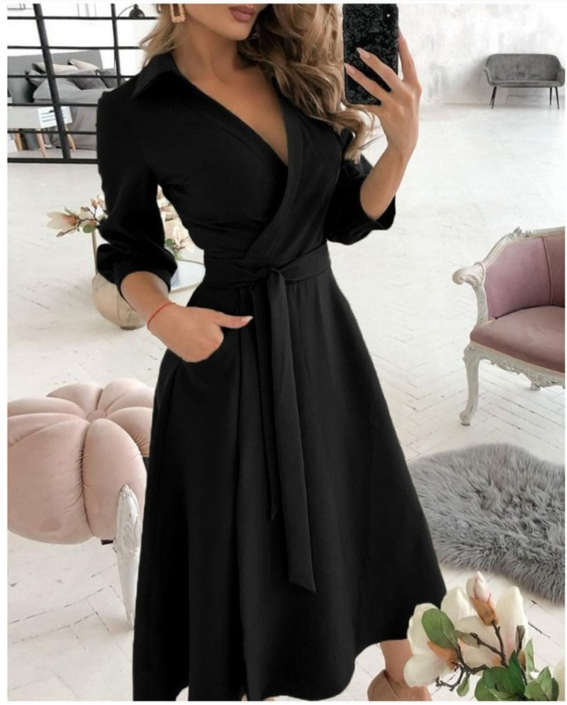 Fashionable short sleeved V-neck printed buttocks wrapped women's clothing - Mammalook