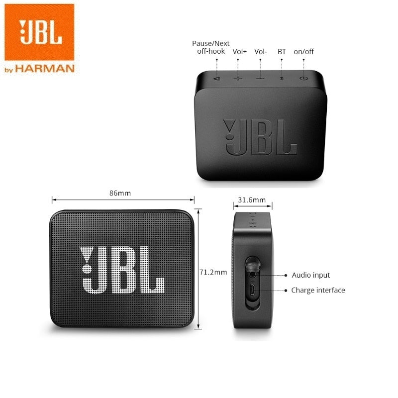 JBL Go 2 Mini Portable Wireless IPX7 Waterproof Bluetooth Speaker with Subwoofer Bass Effect - Mammalook