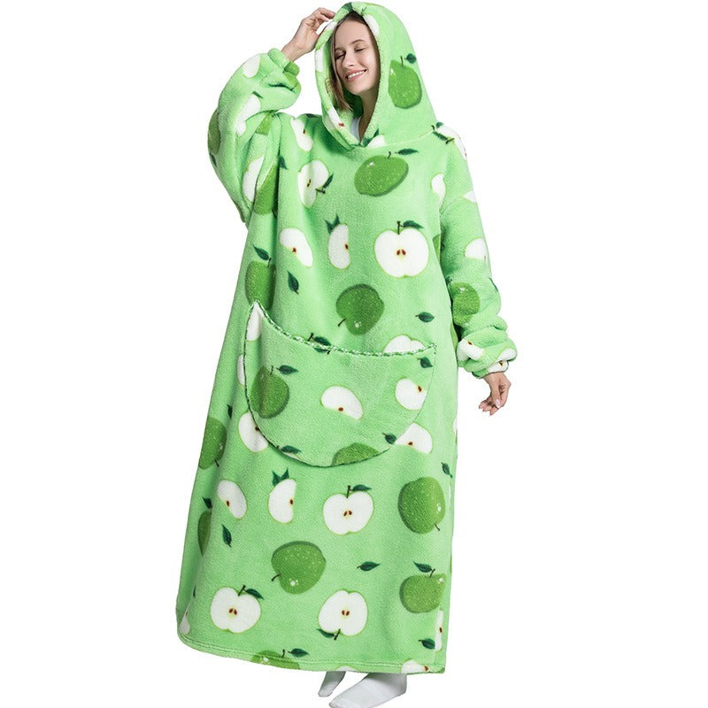 Super Long Flannel Blanket with Sleeves Winter Hoodies Sweatshirt Pullover Fleece Giant Wearable Blanket Hoodie Oversized - Mammalook
