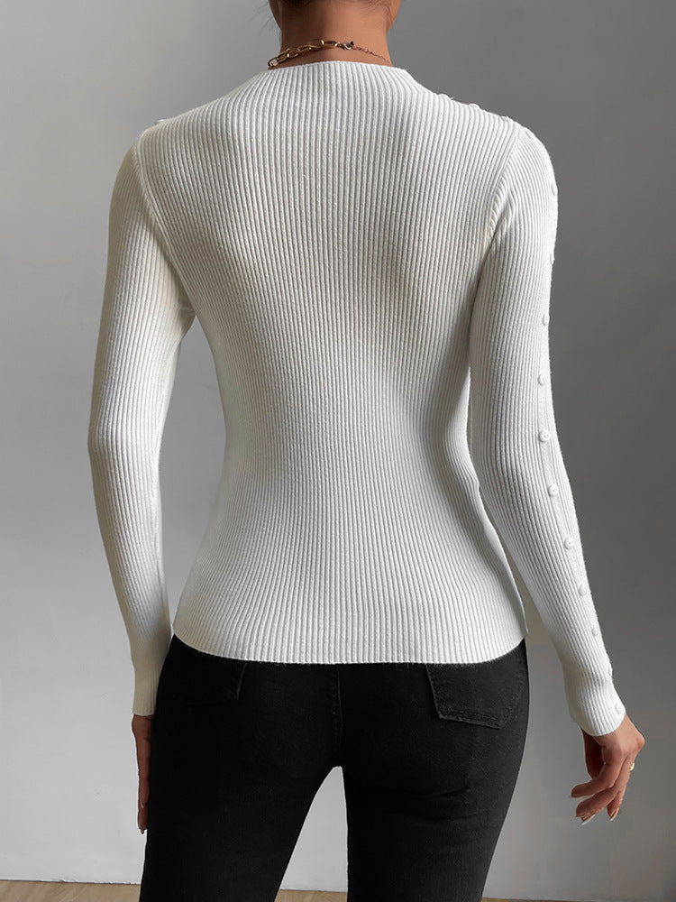 Women's Slim Soft Half High Collar Knit Shirt - Mammalook