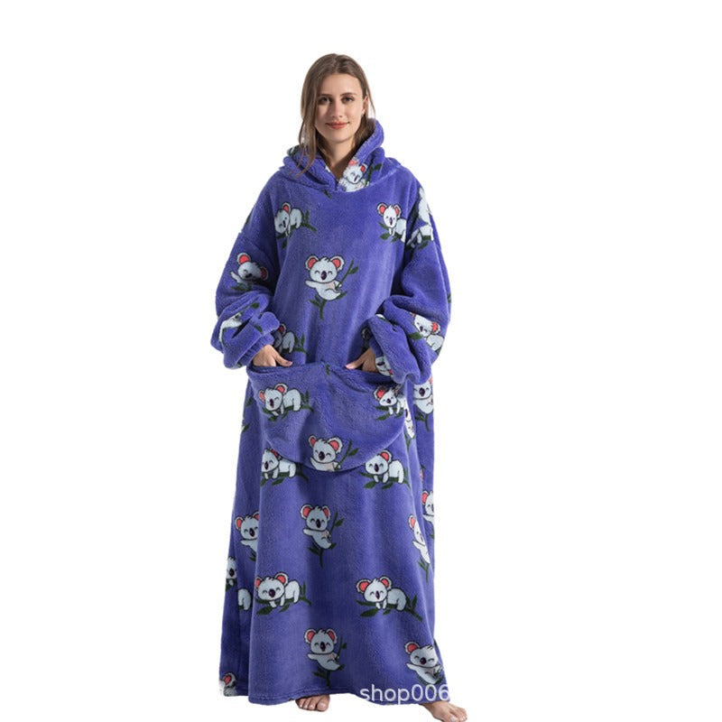 Super Long Flannel Blanket with Sleeves Winter Hoodies Sweatshirt Pullover Fleece Giant Wearable Blanket Hoodie Oversized - Mammalook