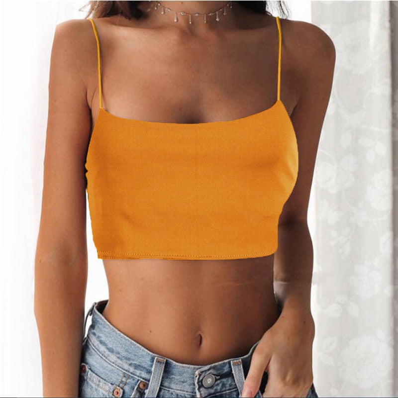 New Fashion Women Sexy Crop Tops Solid Summer Camis Women Casual Tank Tops Vest Sleeveless Crop Tops blusas - Mammalook