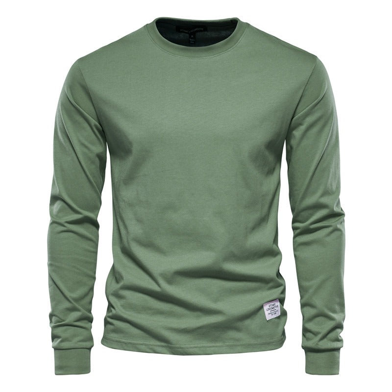 Autumn Fashion Long Sleeve New Men's Solid Long Sleeve Top High Street Inner Cotton T-Shirt - Mammalook