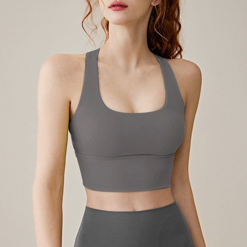 Sports Bra Womens Summer Shockproof Outwear Running Nude Yoga Tank Top, Beautiful Back Gathering, High Strength Fitness Bra - Mammalook