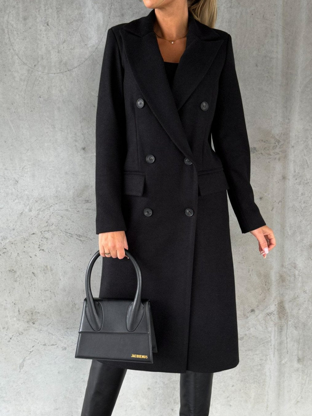 Fashionable Minimalist Long-Sleeved Double-Breasted Woolen Jacket for Women - Mammalook