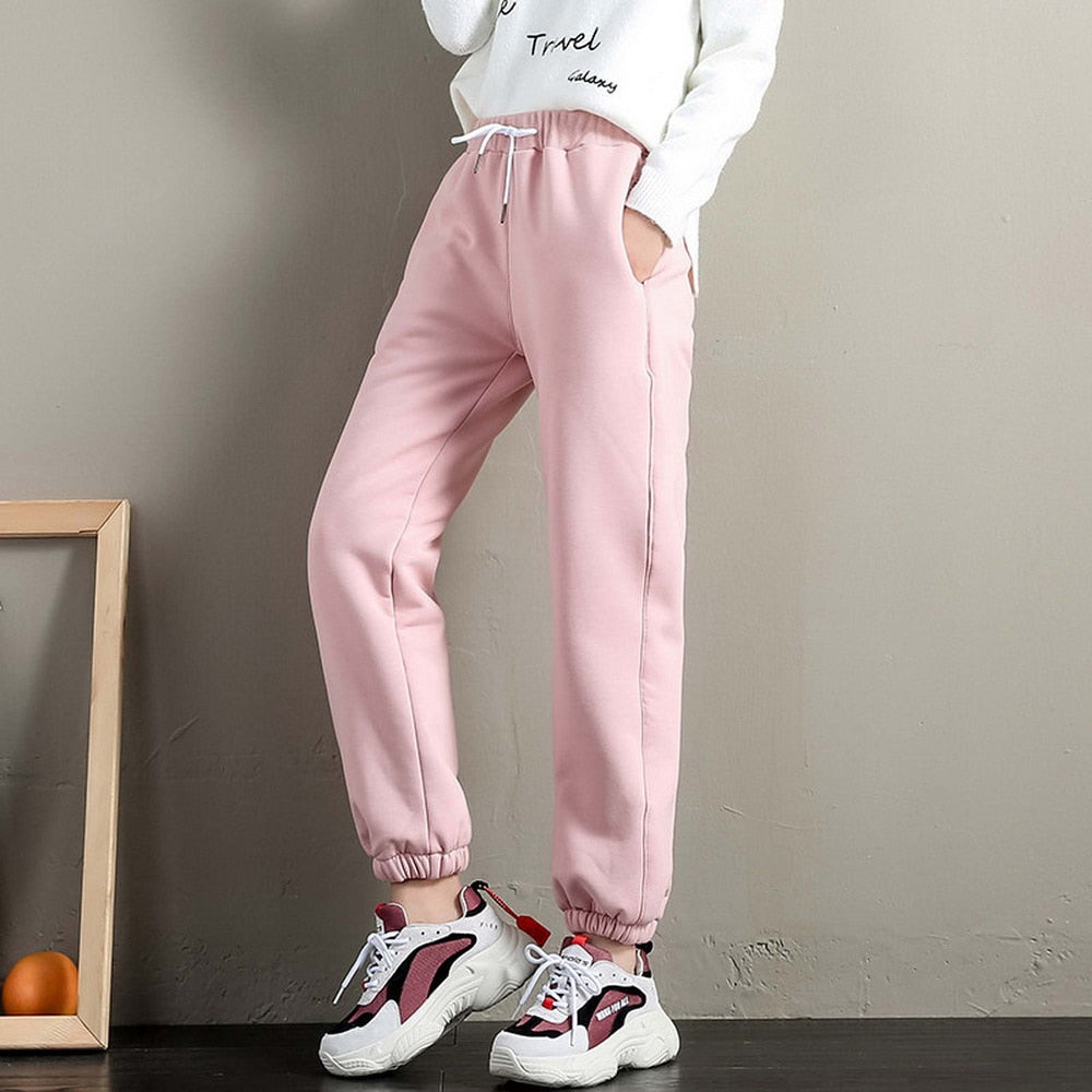 Winter Women Gym Sweatpants Workout Fleece Trousers Solid Thick Warm Winter Female Sport Pants Running Pantalones Mujer - Mammalook