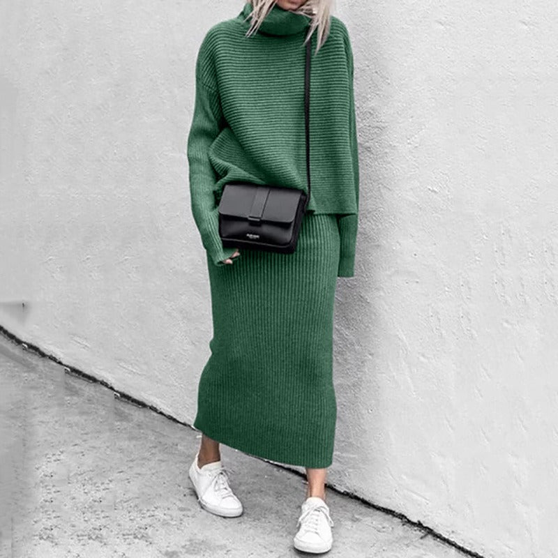 European and American women's autumn new casual loose fashion long skirt two-piece set - Mammalook