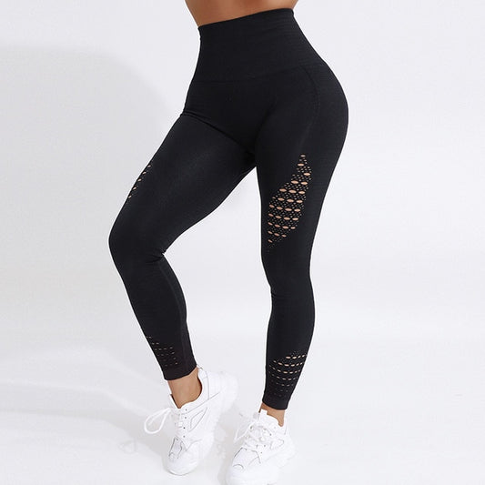 Seamless High Waist Yoga Leggings Tights Women Workout Mesh Breathable Fitness Clothing Training Pants Female - Mammalook