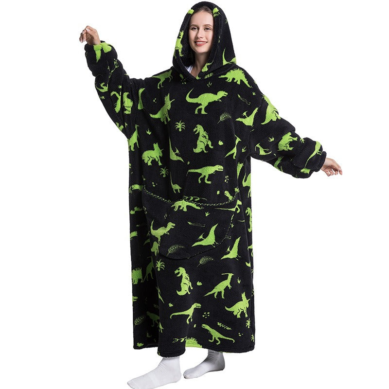 Super Long Flannel Blanket with Sleeves Winter Hoodies Sweatshirt Pullover Fleece Giant Wearable Blanket Hoodie Oversized - Mammalook