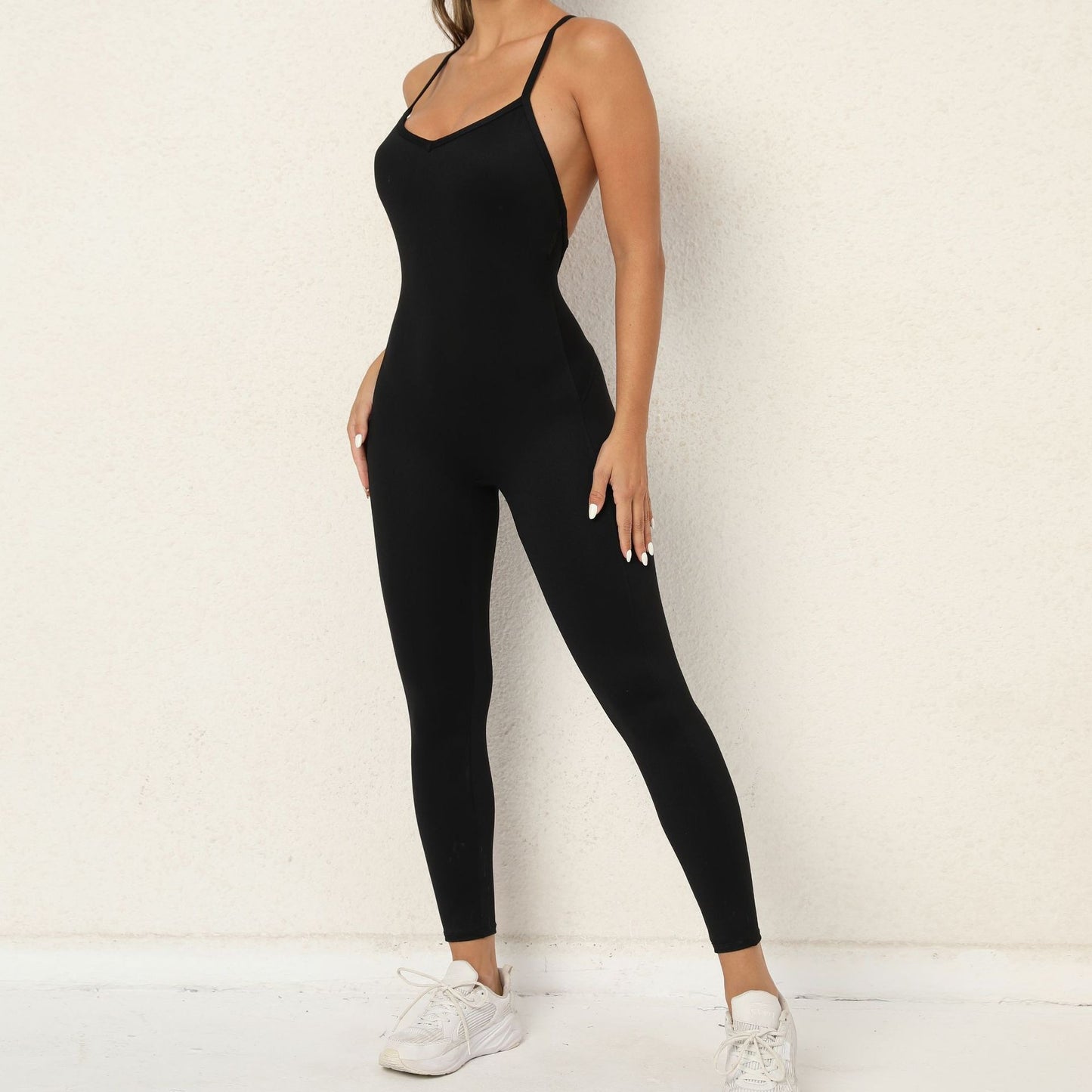 European and American V Neck, No Awkward Thread, Tight Backless One Piece Yoga Pants, Sports Running, Fitness Yoga Pants - Mammalook