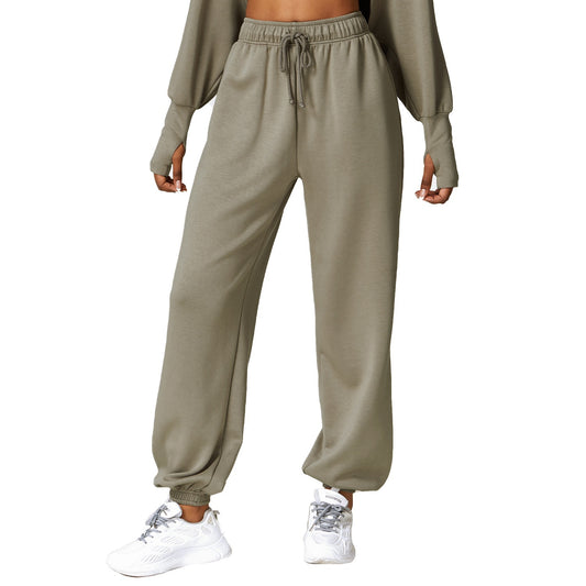 High waisted sports pants for women loose straight leg sweatpants for commuting casual and all match leggings - Mammalook