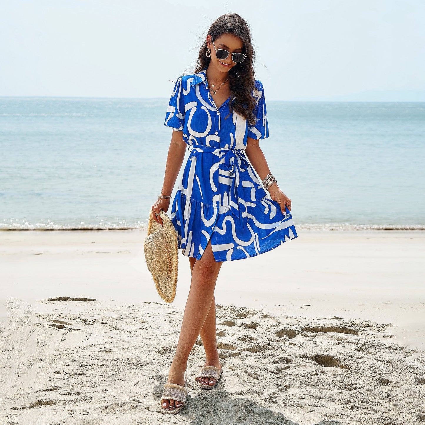 Dress Spring/Summer elegance printed short sleeve dress - Mammalook