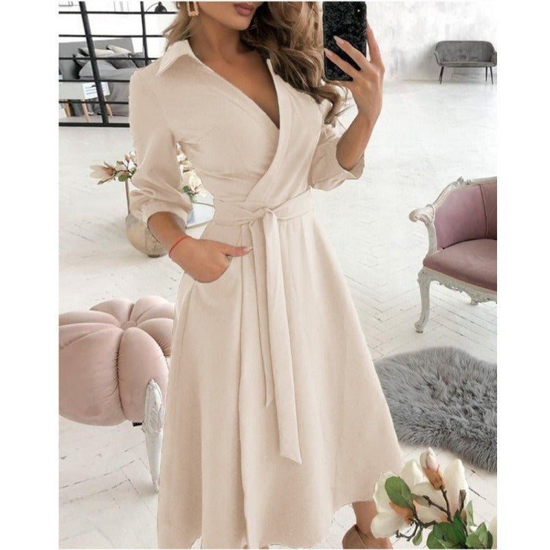 Fashionable short sleeved V-neck printed buttocks wrapped women's clothing - Mammalook