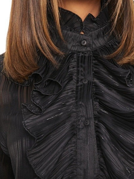 New ruffled flared sleeve pleated long sleeved shirt - Mammalook