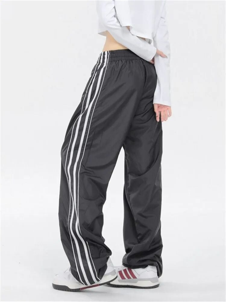 American Retro Striped Patchwork Sports Pants – Spring and Autumn - Mammalook