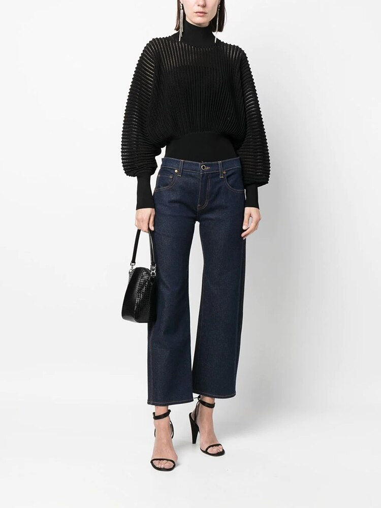 Fashion Chic Pullover Sweaters For Women Turtleneck Lantern Sleeve Solid Casual Loose Autumn Knitting Sweater Female - Mammalook