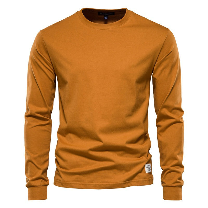 Autumn Fashion Long Sleeve New Men's Solid Long Sleeve Top High Street Inner Cotton T-Shirt - Mammalook