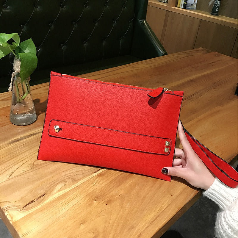 Clutch bag women's handbag Korean style women's bag clutch bag red dinner party bag envelope large capacity women's bag - Mammalook