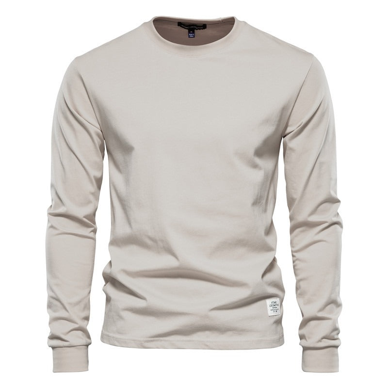 Autumn Fashion Long Sleeve New Men's Solid Long Sleeve Top High Street Inner Cotton T-Shirt - Mammalook