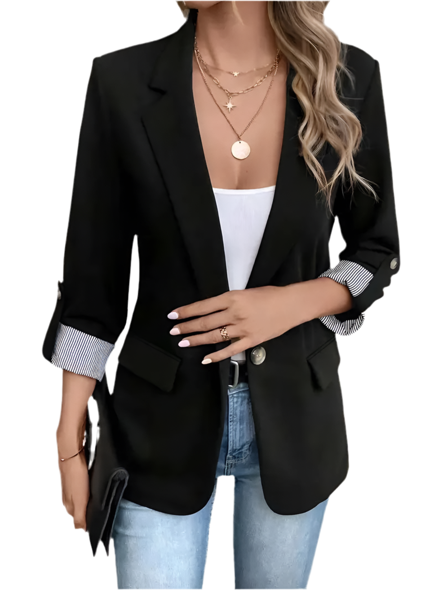 Button-Up Slim Fit Suit Jacket – Seven-Quarter Rolled Sleeve