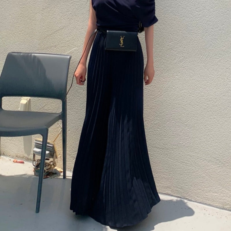 High Waist Ruched Pants - Casual Pleated Trousers